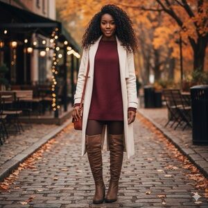 *NEVER WORN* JOURNEE COLLECTION Tassel-Buckle-Braided-Wedge-Zip-Up Boots